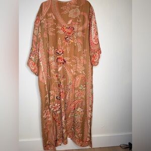 NWT ✨ RAJ One Size Embroidered Boho Kimono Maxi Duster Paisley Floral Festival